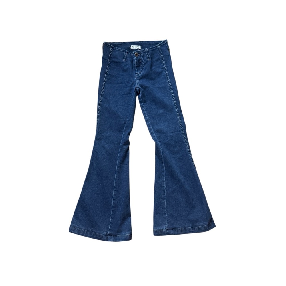 Free People High Waisted Dark Blue Flare Bell Bottom Jeans